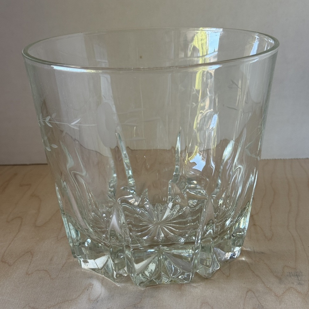 Princess House Heritage Crystal Glass Ice Bucket Etched Flowers or Vase
